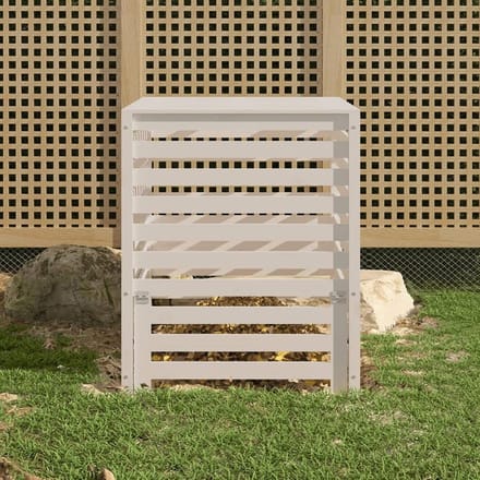 Compostbak Hout - Compostvat Tuin - Afval Verwerken - Massief Grenenhout - 825 x 825 x 995 cm - Wit