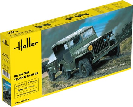 Heller Modelbouwpakket Militaire voertuigen - 81105 US 1/4 Ton Truck - Trailer Plastic - 1:35 - Modelbouw