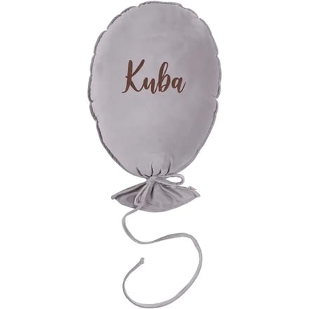 Gepersonaliseerd deluxe zilvergrijs balonikussen Malomi Kids
