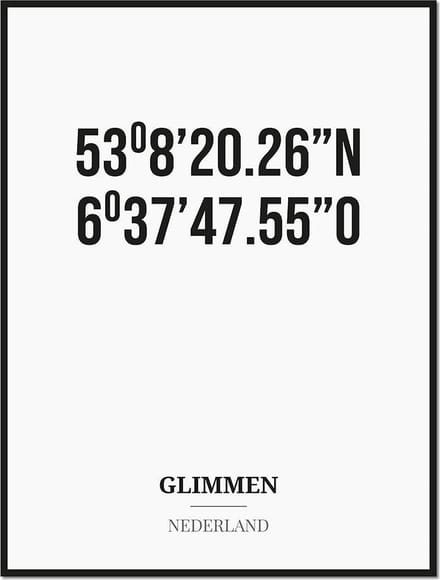 Poster/kaart GLIMMEN met coördinaten