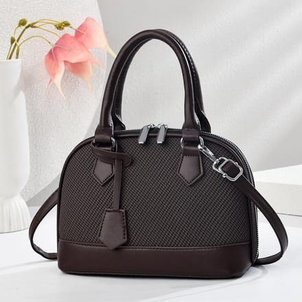 Nieuwe Patchwork Macaron Handtas met Hoge Uitstraling Canvas Textuur Eenvoudige Mode Schoudertas All-match Dames Tas . black
