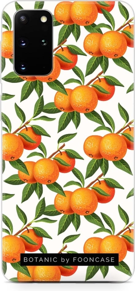 Fooncase Hoesje Geschikt voor Samsung Galaxy S20 Plus - Shockproof Case - Back Cover / Soft Case - Mandarijn print
