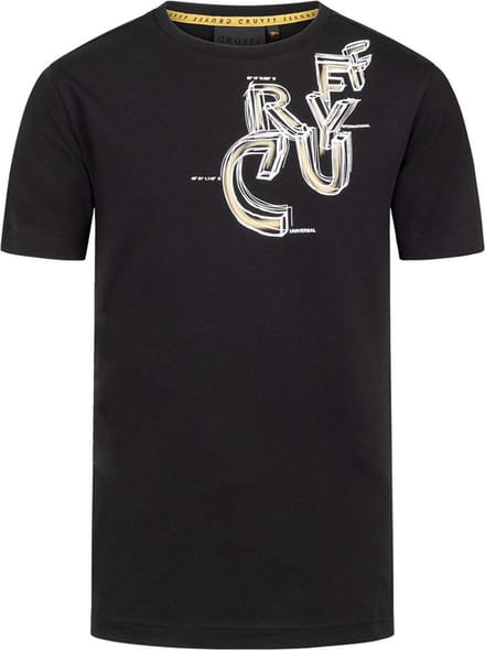 Cruyff Junior Connection Tee Shirt Zwart/Goud - Maat 128