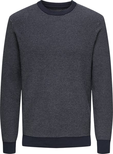 Only & Sons Trui Onsmorgan 12 Structure Crew Knit No 22033297 Navy Blazer/ Cloud Dancer Mannen Maat - XL