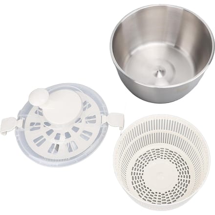 Essoreuse à salade multifonctionnelle en acier inoxydable de 5 L avec couvercle et égouttoir L white