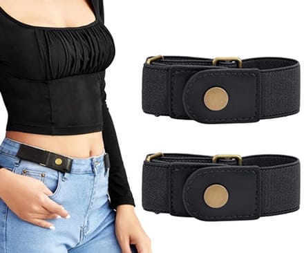 Elastische tailleband - 2 stuks - zwart - Kledingriem - Gesploze riem - Elastische tailleband - Unisex - Onzichtbare jeansriem
