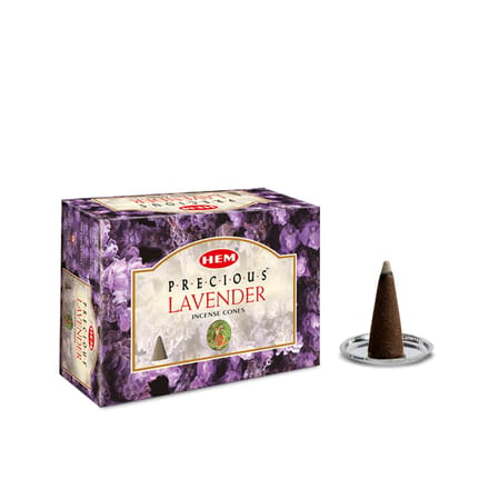 Cône d'encens HEM Lavande Précieuse (MAÏS LAVANDE) Paquet de 12