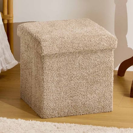 Eazy Living Bouclé Poef + Opbergbox Eden Taupe