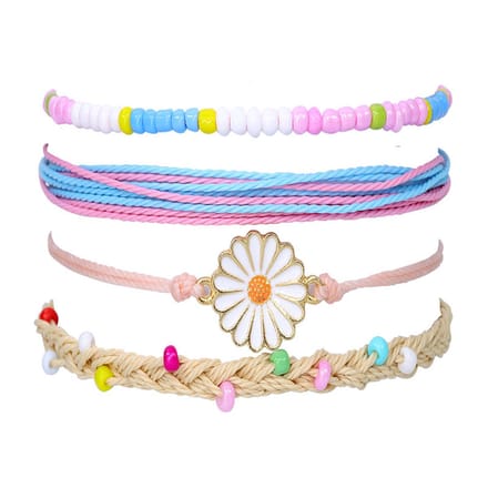 Bixorp Bloem Armbanden set Roze - Verstelbaar - 4 Armbanden