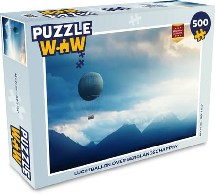 Puzzel Luchtballon - Berg - Blauw - Legpuzzel - Puzzel 500 stukjes