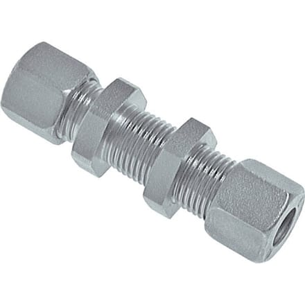 8L Zink Geplateerd Staal Rechte Snij Fitting Bulkhead 315 Bar ISO 8434-1 [2 Stukken]