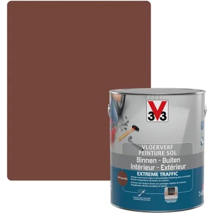 V33 Vloerverf Extreme Traffic Binnen - Buiten Zijdeglans Terracotta 2,5l