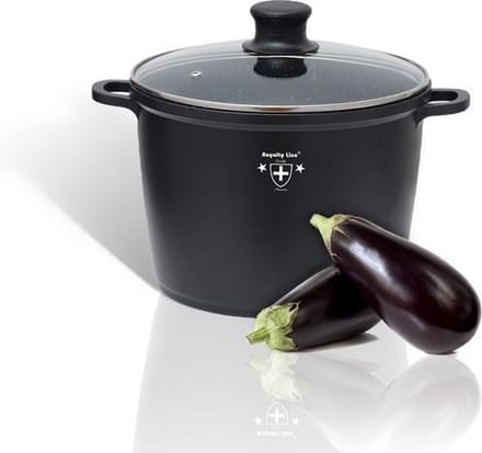 Royalty Line RL-AD24M; Diepe braadpan met glazen deksel met marmeren coating 24 cm