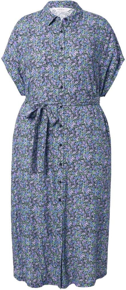 Studio Untold - Dames - Maxi-jurk overhemdjurk bloemenprint - Hemelsblauw - Maat 42+