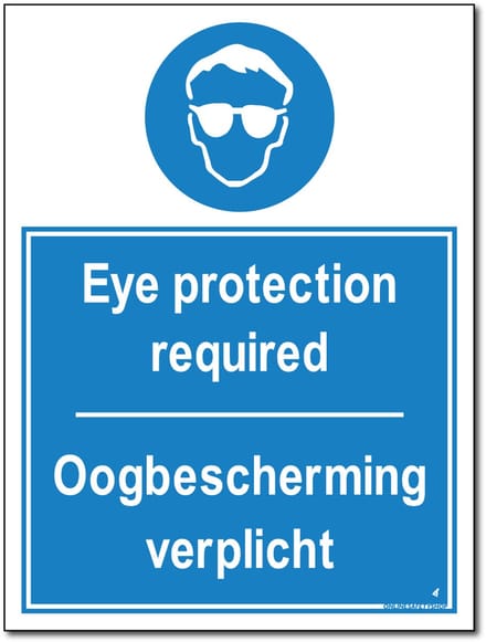 Oogbescherming bord - Eye protection required - Forex - 30 x 40 cm