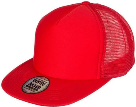 Myrtle Beach Volwassenen Unisex 5 Panel Flat Peak Cap (Rood/Rood)