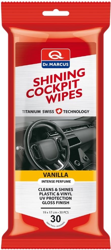 Dr. Marcus Titanium Line Shining Cockpit Wipes - 30 stuks dashboard reinigingsdoekjes - Vanille