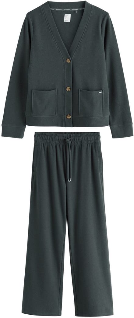 Next - Dames - Comfortabel loungevest van wafelstof - Zwart