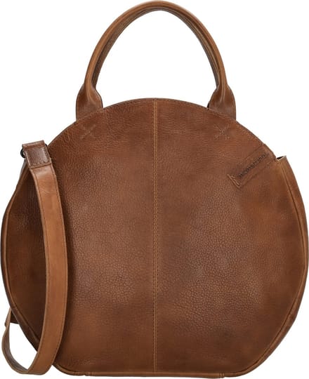 Hide & Stitches Cote d Azur Handtas - Crossbody Schoudertas - Trendy Rond Model - Leren Dames Tas - Camel