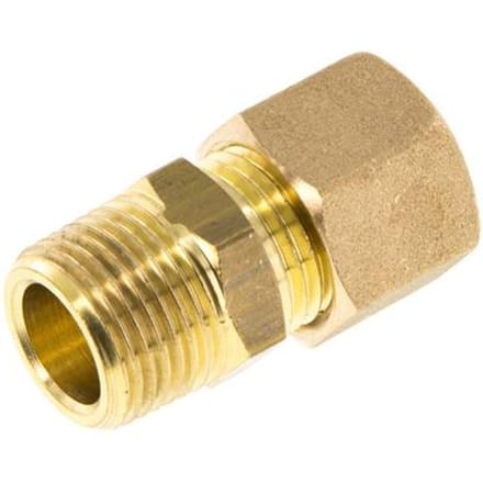 R 3/8'' Buitendraad x 10mm Messing Rechte Knelfitting 95 Bar DIN EN 1254-2