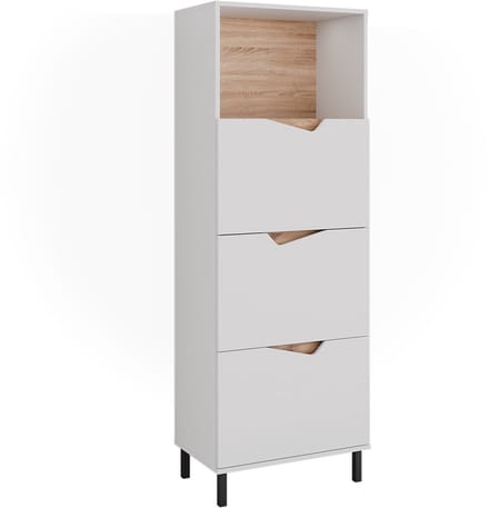 Vicco Marelle Sideboard – 60 x 169.5 cm met 4 compartimenten Wit/Kunstnijverheid