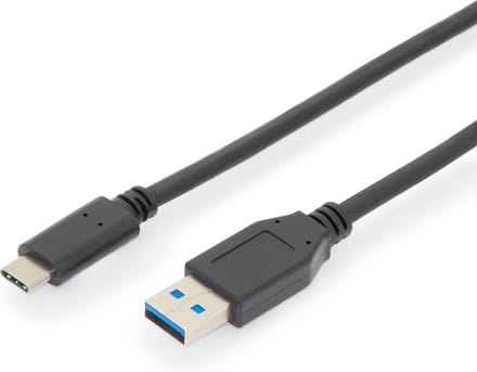 Digitus AK-300146-010-S USB-kabel USB 3.2 Gen1 USB-C stekker, USB-A stekker 1.00 m Zwart Afgeschermd (dubbel)