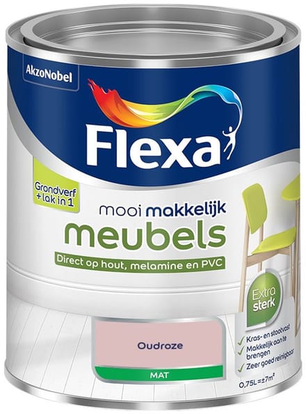 Flexa - Mooi Makkelijk Meubels Mat - Oudroze - Mengverf - 750 Ml