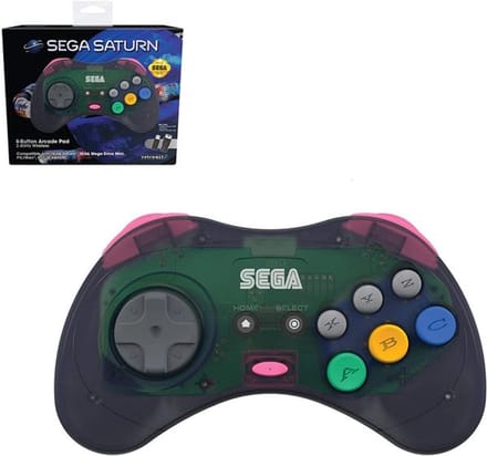 Retro-Bit SEGA Saturn 2.4G M2 - Grey - Wired Controller - Sega Genesis