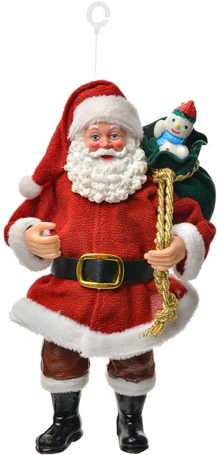 Clayre & Eef Kersthanger Kerstman 17 cm Rood Textiel