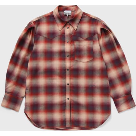 Cotton Flannel Check Pleated Sleeve Shirt