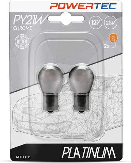 Powertec PY21W / BAU15s 12V Halogeenlampen – Platinum Chroom – Set