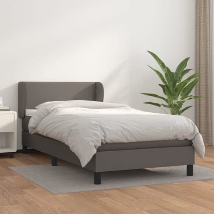 vidaXL - Boxspring - met - matras - kunstleer - grijs - 100x200 - cm
