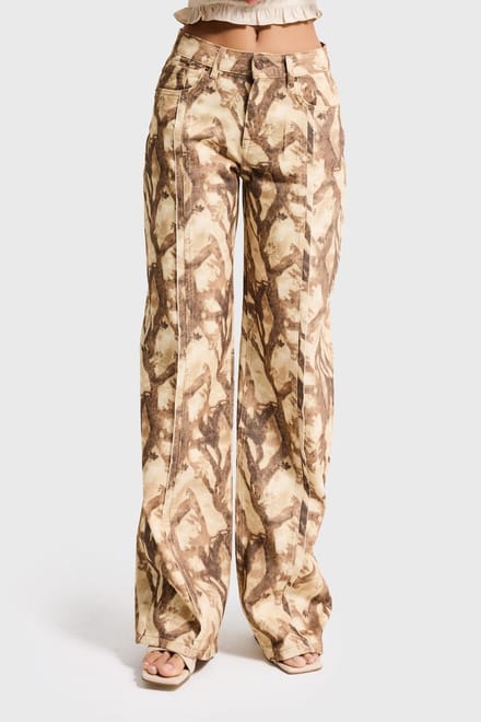 It's Basic - PRINTED BOYFRIEND MID RISE JEANS