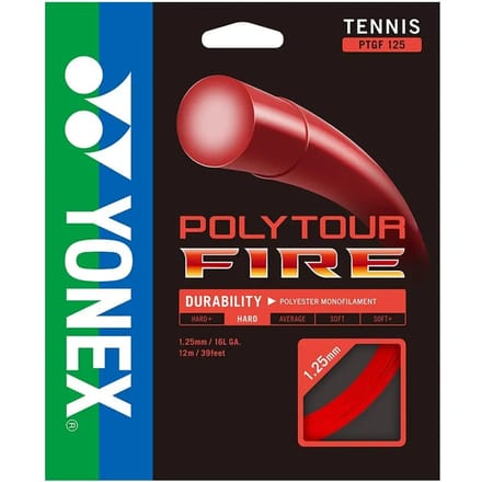 Yonex Poly Tour Fire 12 M Enkele Tennissnaar Rood 1.25 mm
