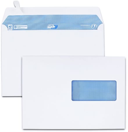 GPV envelop Everyday, 162x229 mm, wit, 100 g/m2, zelfkl., venster re. 45x100 mm, 200 st.