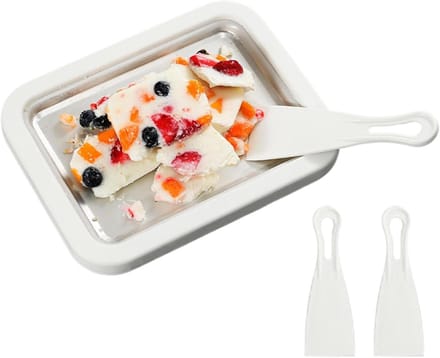 Rol ijsmachine - Yoghurtrollenbak Dessertmaker - Desserts Maken - Handmatig Schrapmechanisme - 22.6 cm - Wit