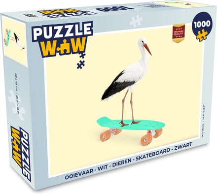 Puzzel Ooievaar - Dieren - Skateboard - Geel - Legpuzzel - Puzzel 1000 stukjes volwassenen