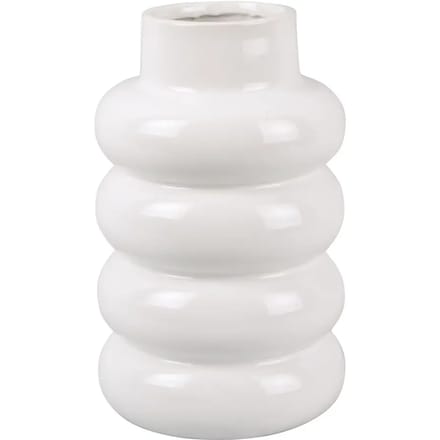 Present Time Vaas Bobbly Glazed - Wit - Ø15x24cm - Scandinavisch,Modern