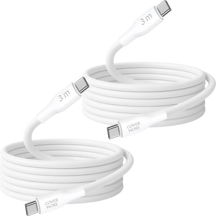Usb C kabel - 2 stuks - Usb C naar usb C - Snel oplaadkabel met usb C aan beide kanten - Snellader - 3 meter - Wit
