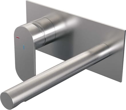 Brauer Brushed Edition inbouw wastafelmengkraan met rechte uitloop en afdekplaat model C2 RVS geborsteld PVD