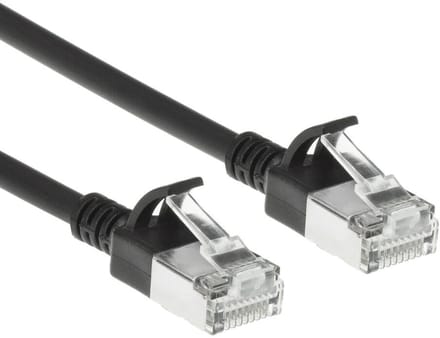 ACT Zwarte 2 meter LSZH S/FTP CAT7 slimline patchkabel snagless met RJ45 connectoren DF7902