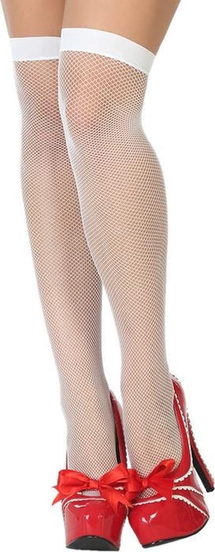 Atosa Visnet verkleed kousen overknee voor dames - wit - Carnaval kniekousen