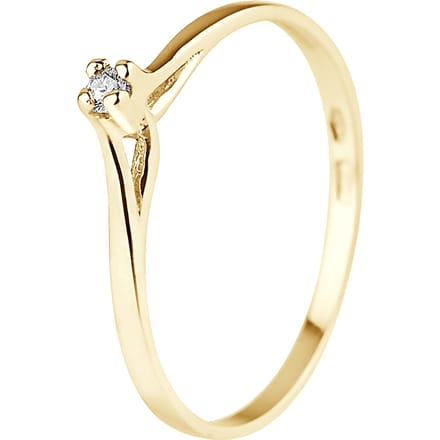 Diamond Solitaire 0030 Cts 4 Claws Geel Goud 18 Karaat