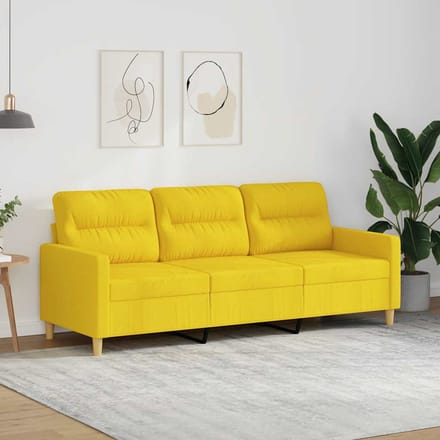 vidaXL - Driezitsbank - 180 - cm - stof - lichtgeel