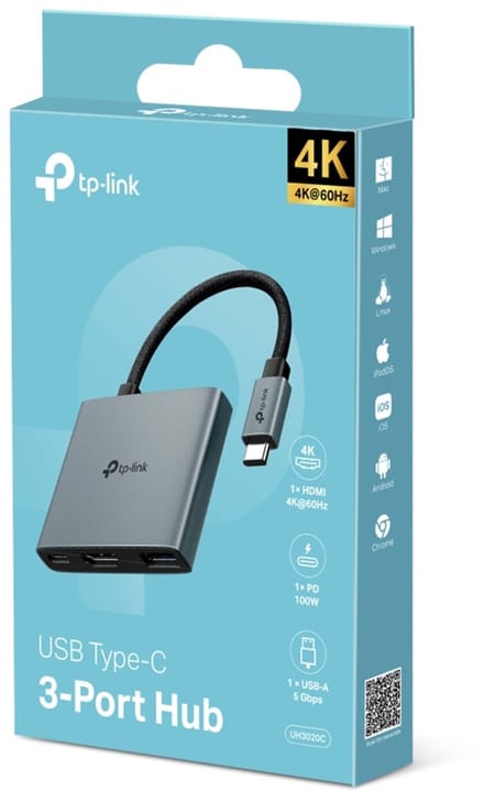 TP-Link UH3020C interface hub USB Type-C 5000 Mbit/s Grijs