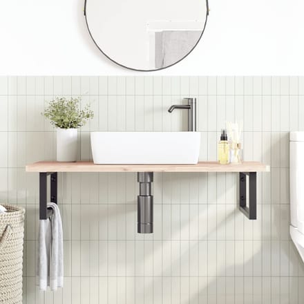 vidaXL - Badkamer - wandschap - staal - en - massief - beukenhout