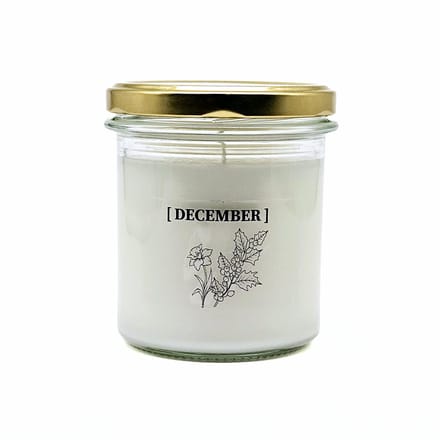 Candlelight-on - geurkaars met geboortebloem en geboortedatum - 28 december - o.b.v. sojawas en etherische oliën