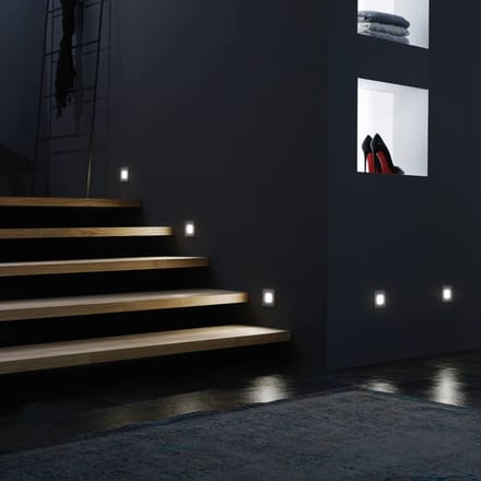 Hera LED wand inbouwlamp Wall F, grijs, 1,8 W, 7,5 x 7,5 cm