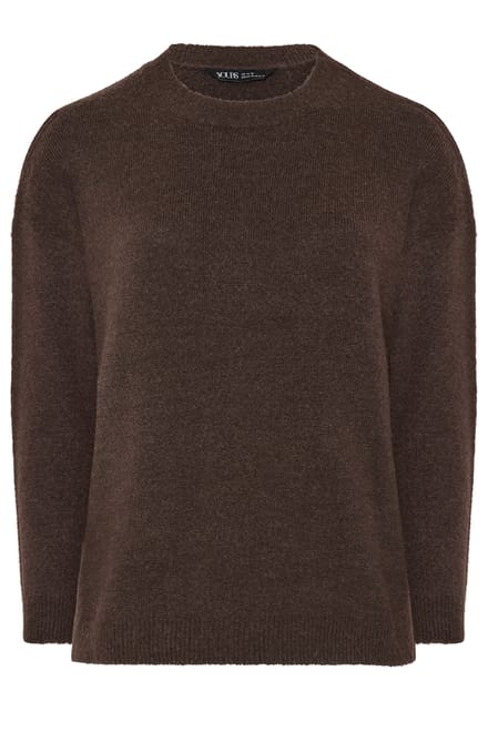 Yours Chocoladebruine Zachte Trui Met Ronde Hals Size 54-56
