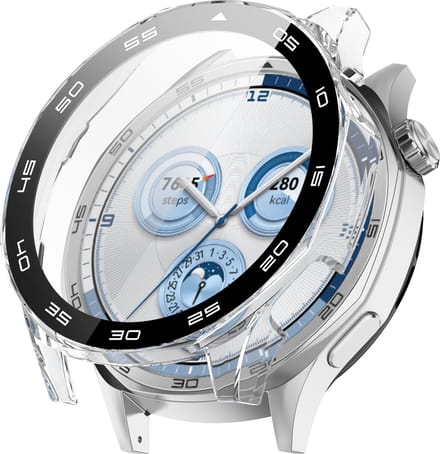 Strap-it Hard PC bescherm hoesje - case met screen protector van glas geschikt voor Huawei Watch GT 5 - 46mm (transparant)